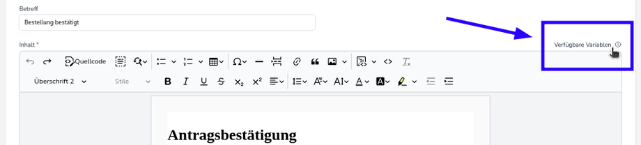 Verfügbare Variablen