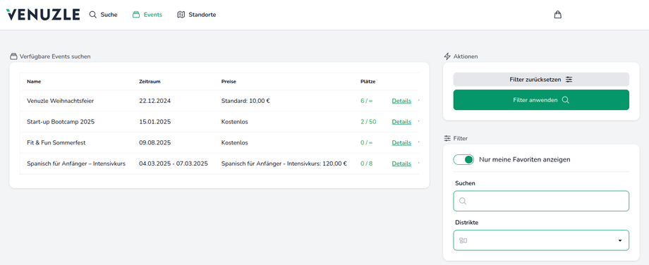 Event&uuml;bersicht Widget