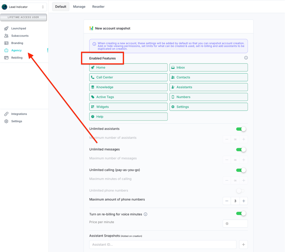 Agency Enabled Features
