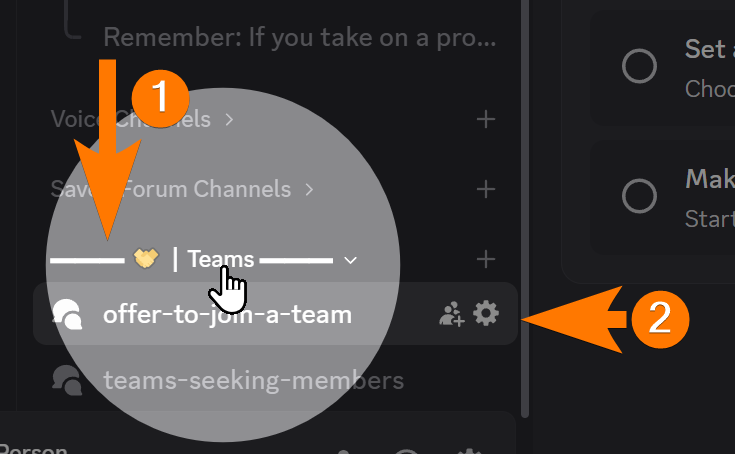 An image showing the themes section of the discord specifically offered to join a team.