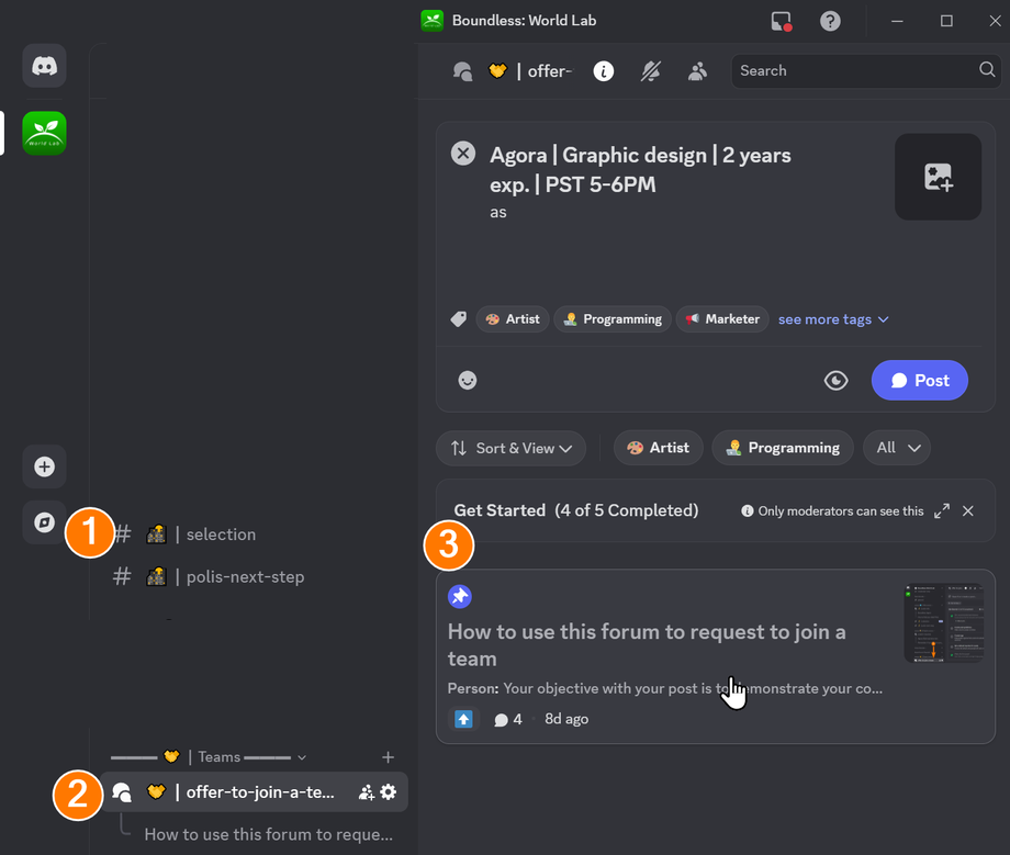 "Image shows how to read sticky posts and offer to join the 18th gem."