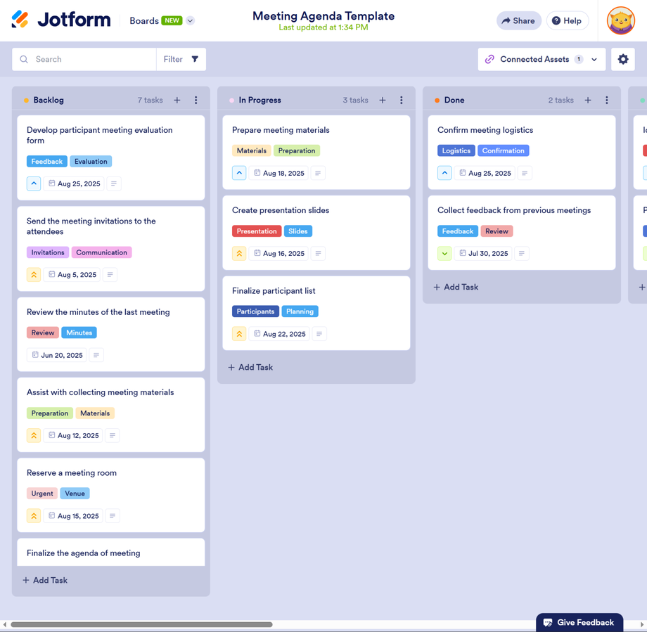 A picture of JotForm boards.