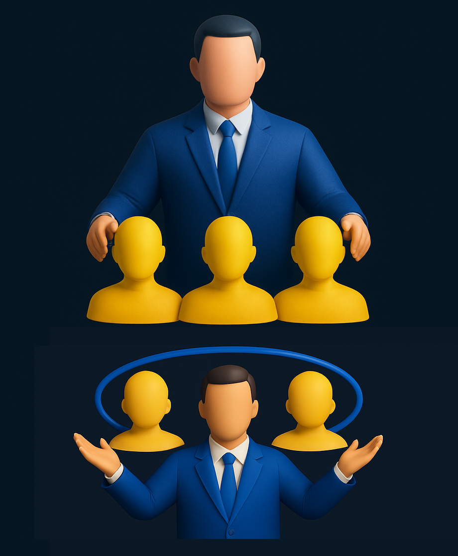 Lifting the team from the bottom up, an illustration.