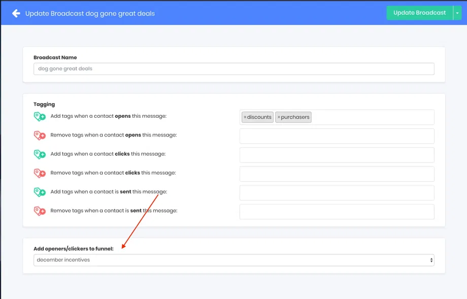 Cancel a broadcast funnel trigger | IGSendMail