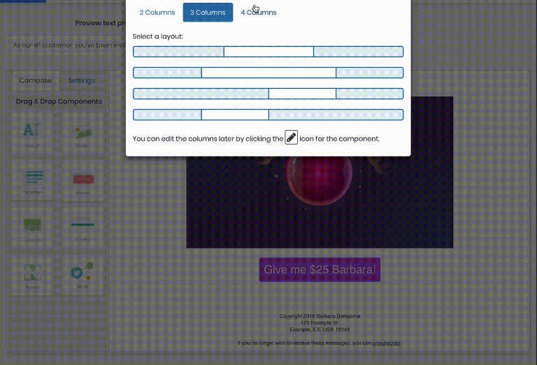 Designing your email - Using Columns | IGSendMail