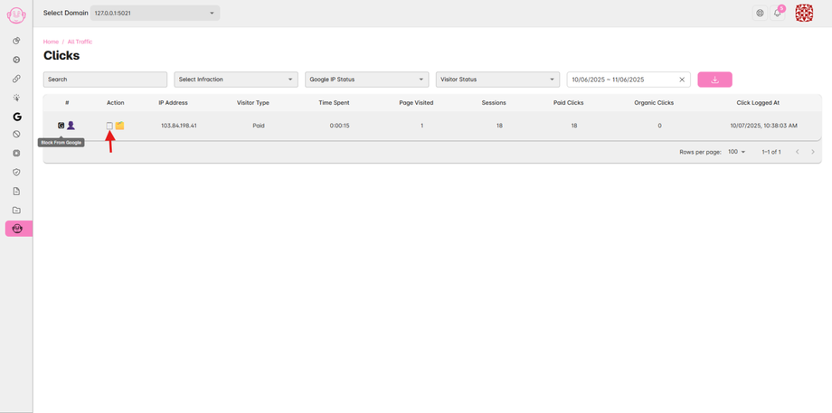 unblock action popup