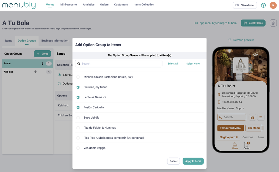 Menubly - Apply the option group to menu items.png