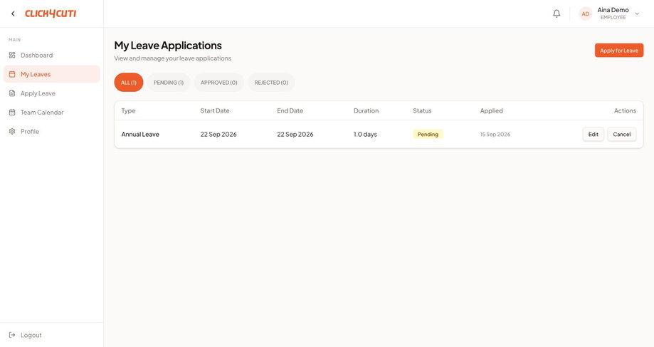 Web: senarai permohonan dan status.