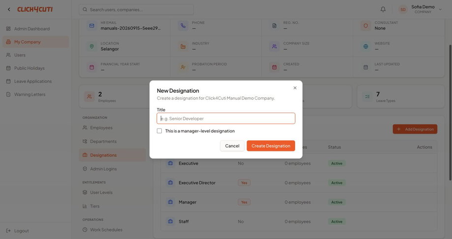 Web: jawatan dan pilihan manager-level, bukan pengganti role akaun.