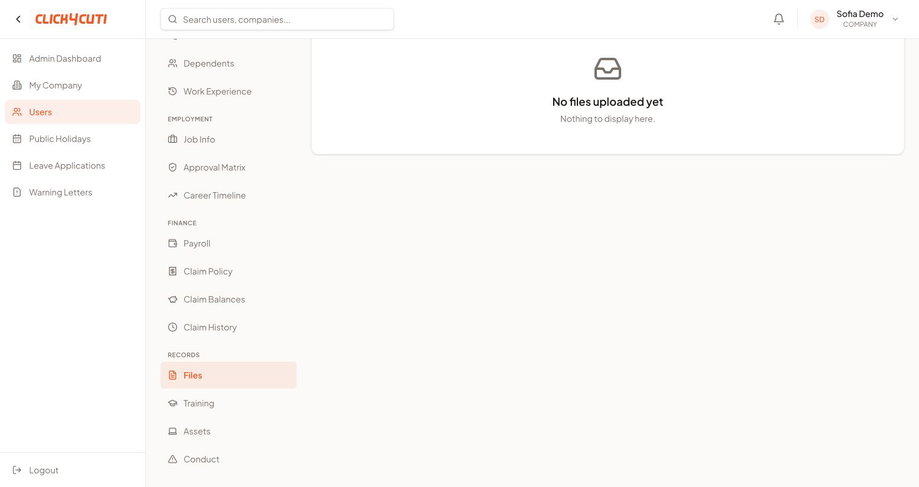 Web: pengurusan fail pekerja.