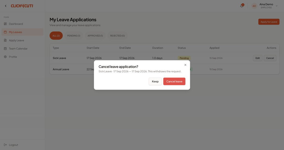 Web: pengesahan sebelum menarik balik permohonan.
