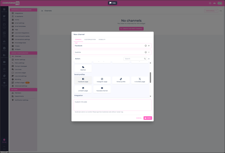 ConverseIQ Add Channels