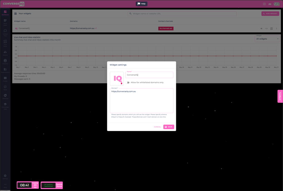 ConverseIQ Configure Default Widget