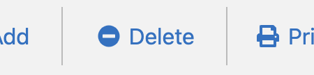 The Delete button in the Deposits page menu
