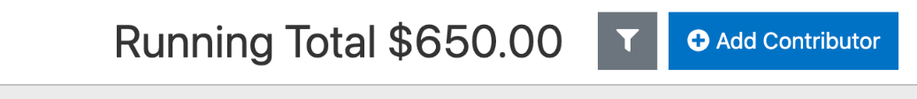 The Add Contributor button at the top right of the Contribution Entry page, next to the running total
