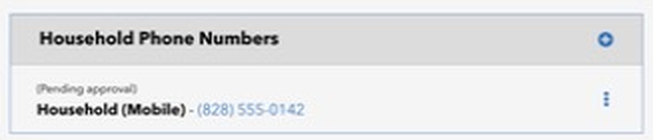 A phone number in the member portal marked (Pending approval)