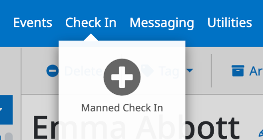 The Check In menu open, showing Manned Check In