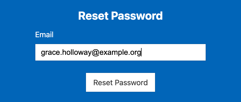 Empower Reset Password page with an email address entered