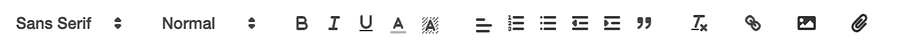 The email formatting toolbar with font, size, style, list, link, image, and attachment buttons