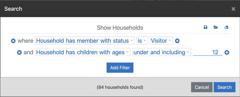 A second filter added for households with children ages 12 and under