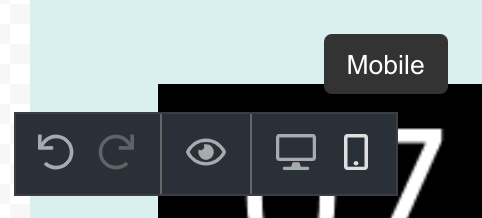 The editor controls for undo, preview, and desktop or mobile view