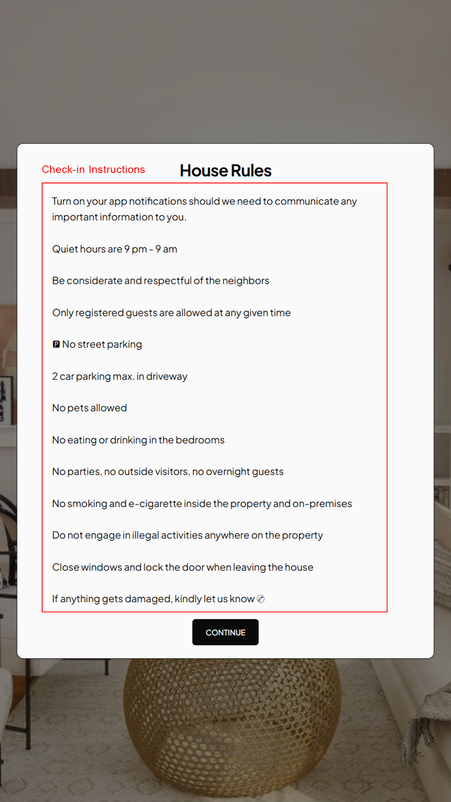 check in instructions