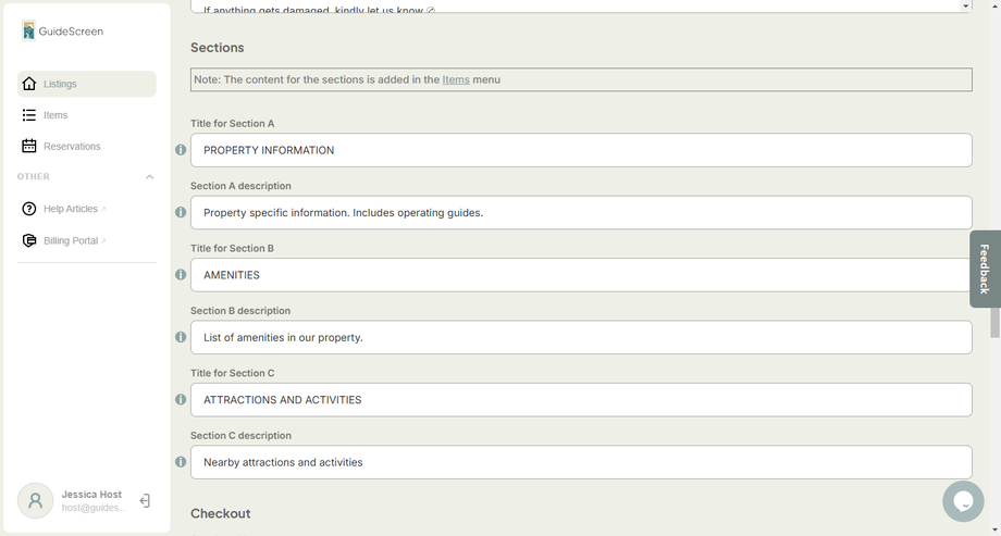 Sections GS Dashboard