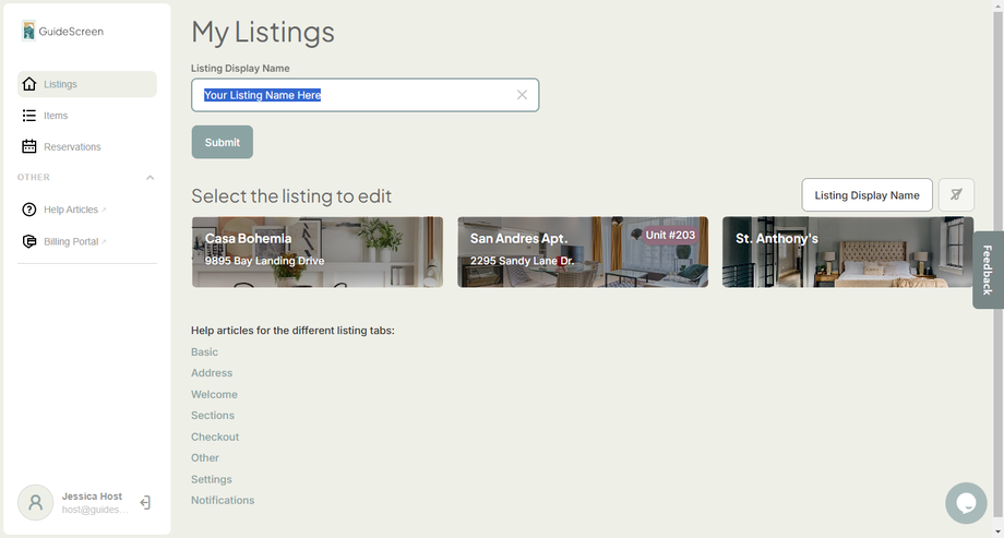 Adding a Listing