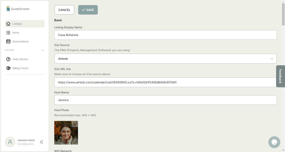 Listing's Screen Main