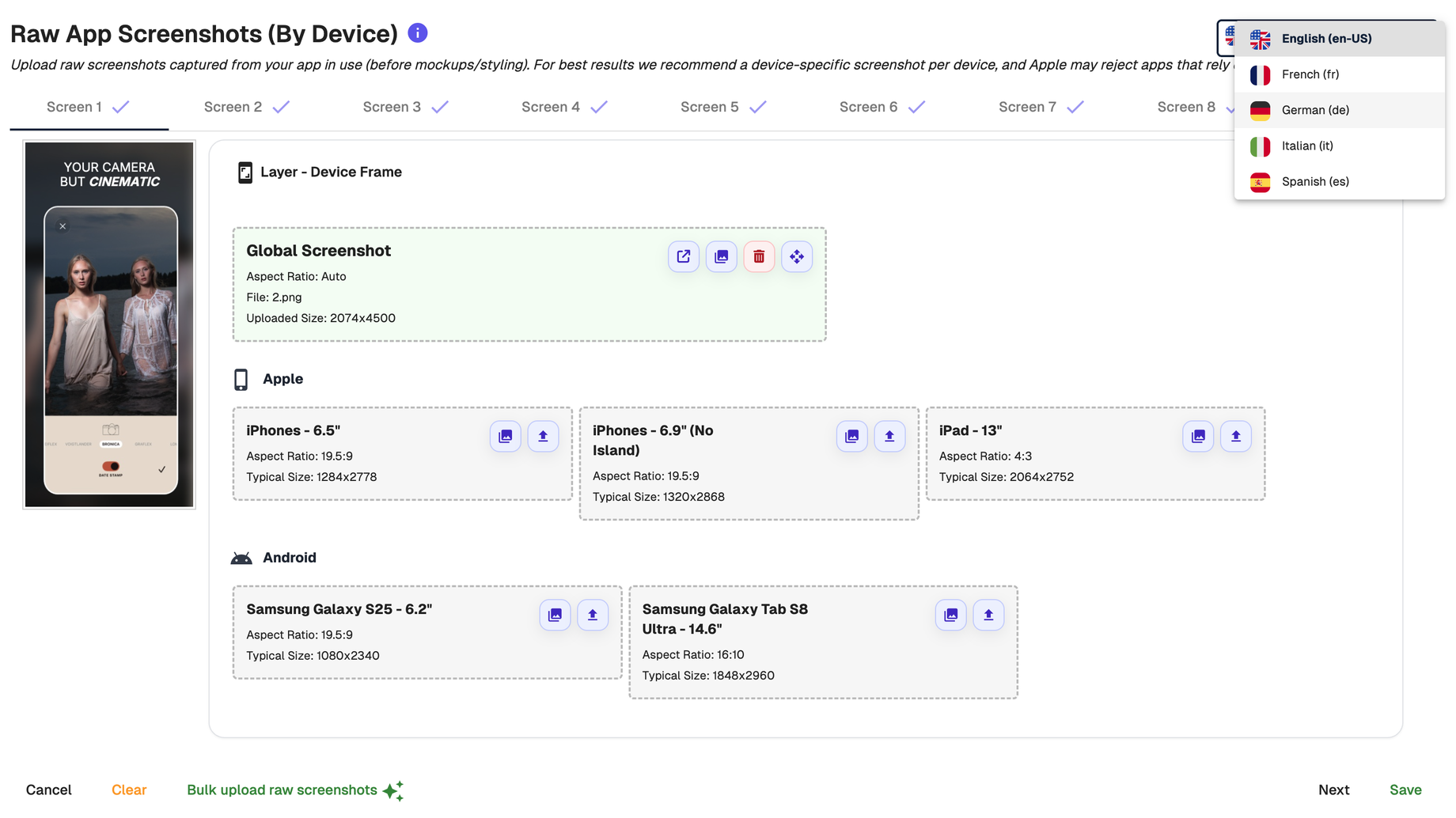 How to add localised raw app UI screenshots | AppScreens Knowledge Base