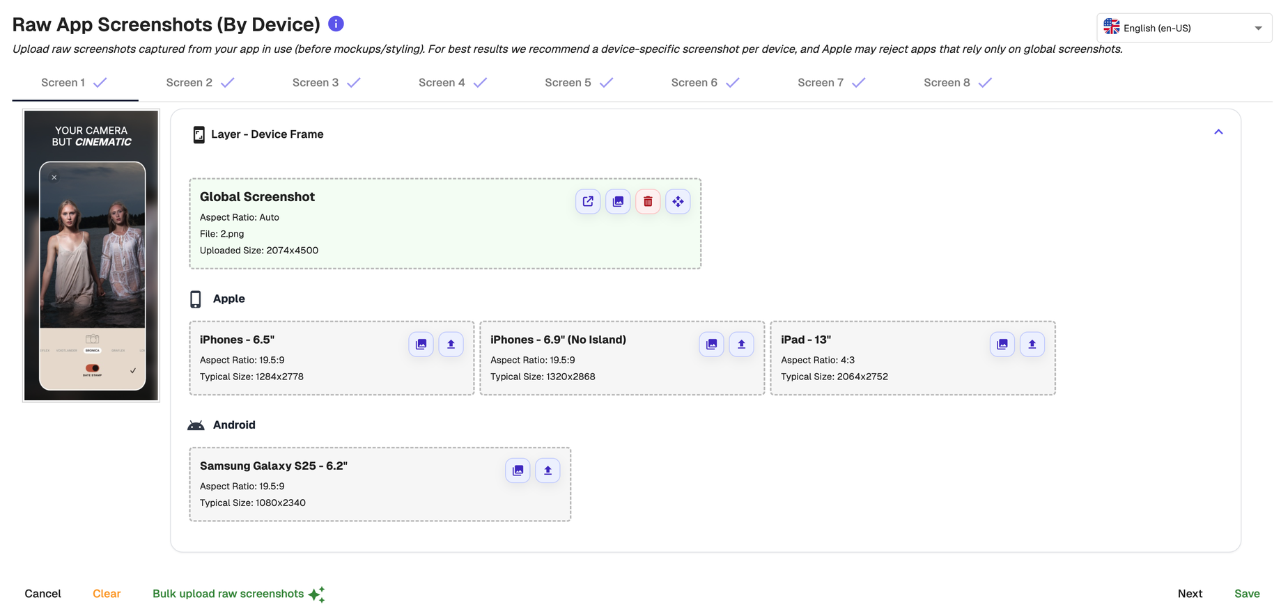 How to upload raw app UI screenshots | AppScreens Knowledge Base