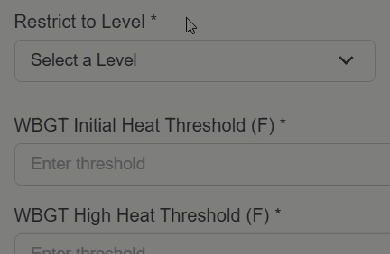 Animated GIF demonstrating how to select an access level from the drop-down menu