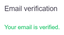 Screenshot of the Security page showing that the email address is verified