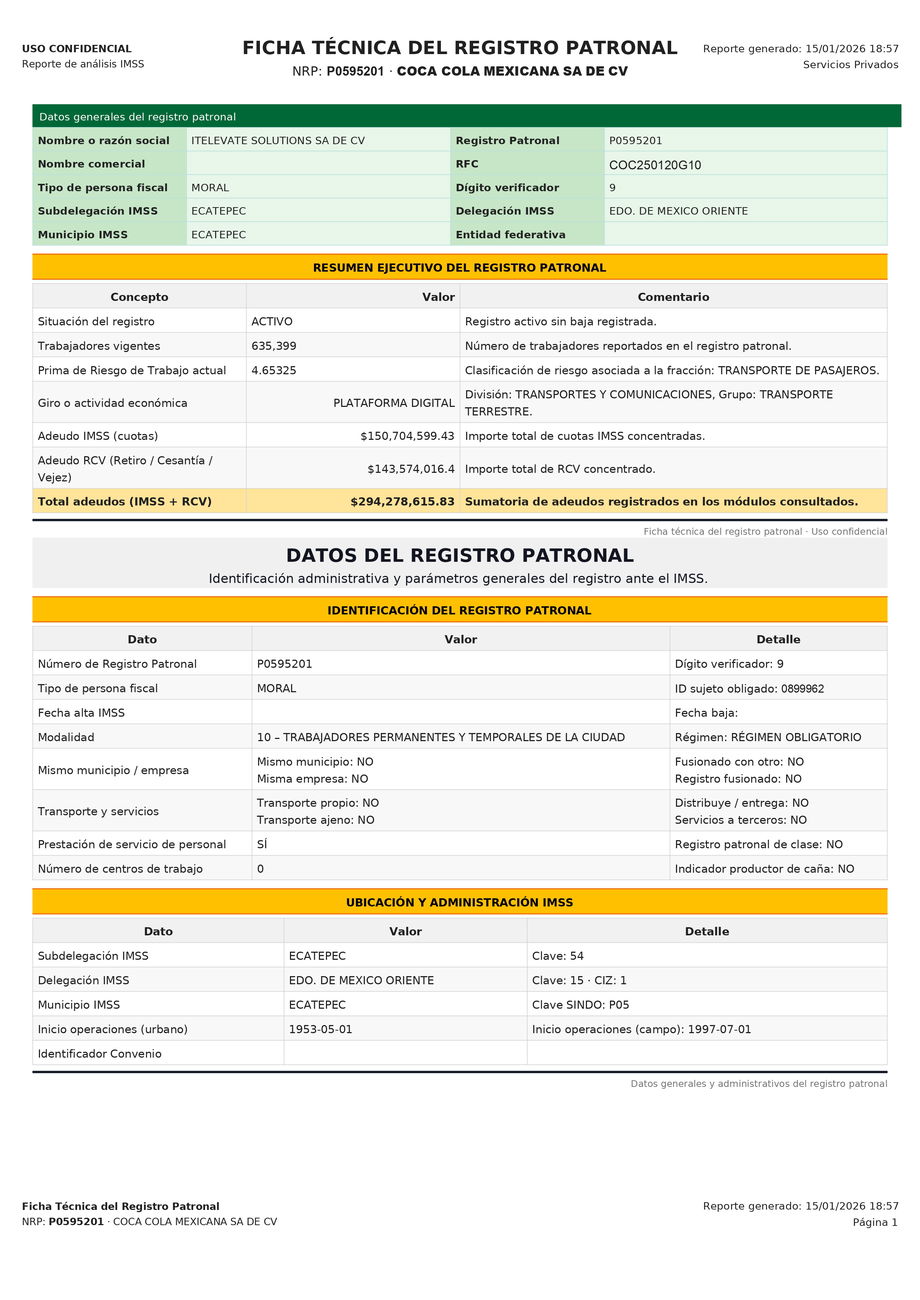 Example of Ficha tecnica