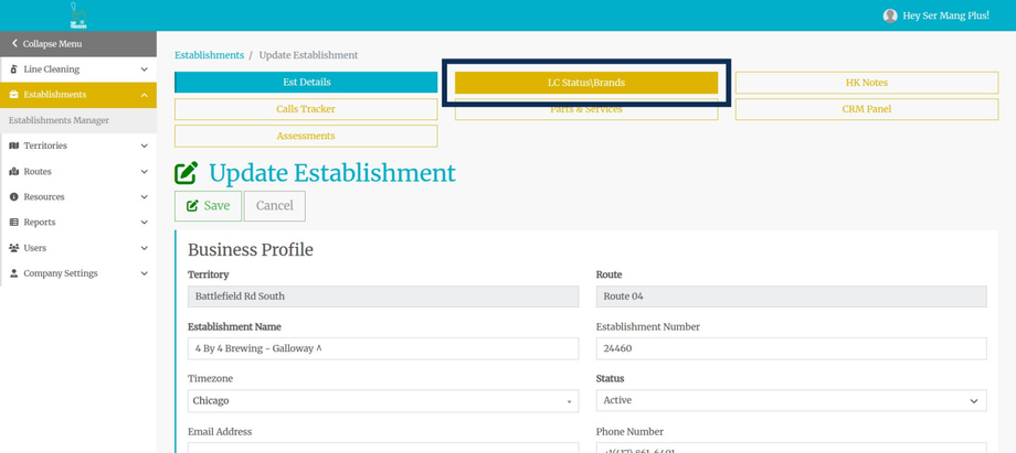 Navigate to LC Status\Brands