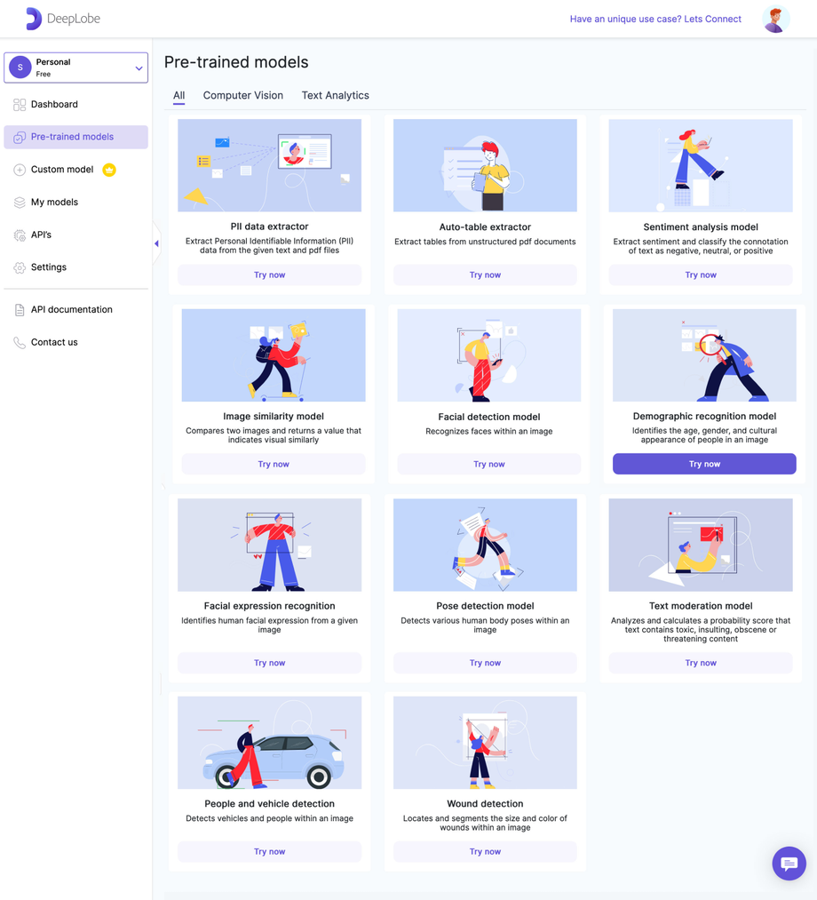 Deeplobe - Click on Demographic recognition model
