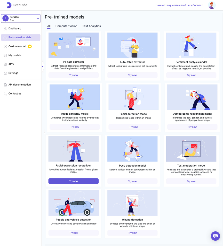Deeplobe - Click on Facial expression recognition