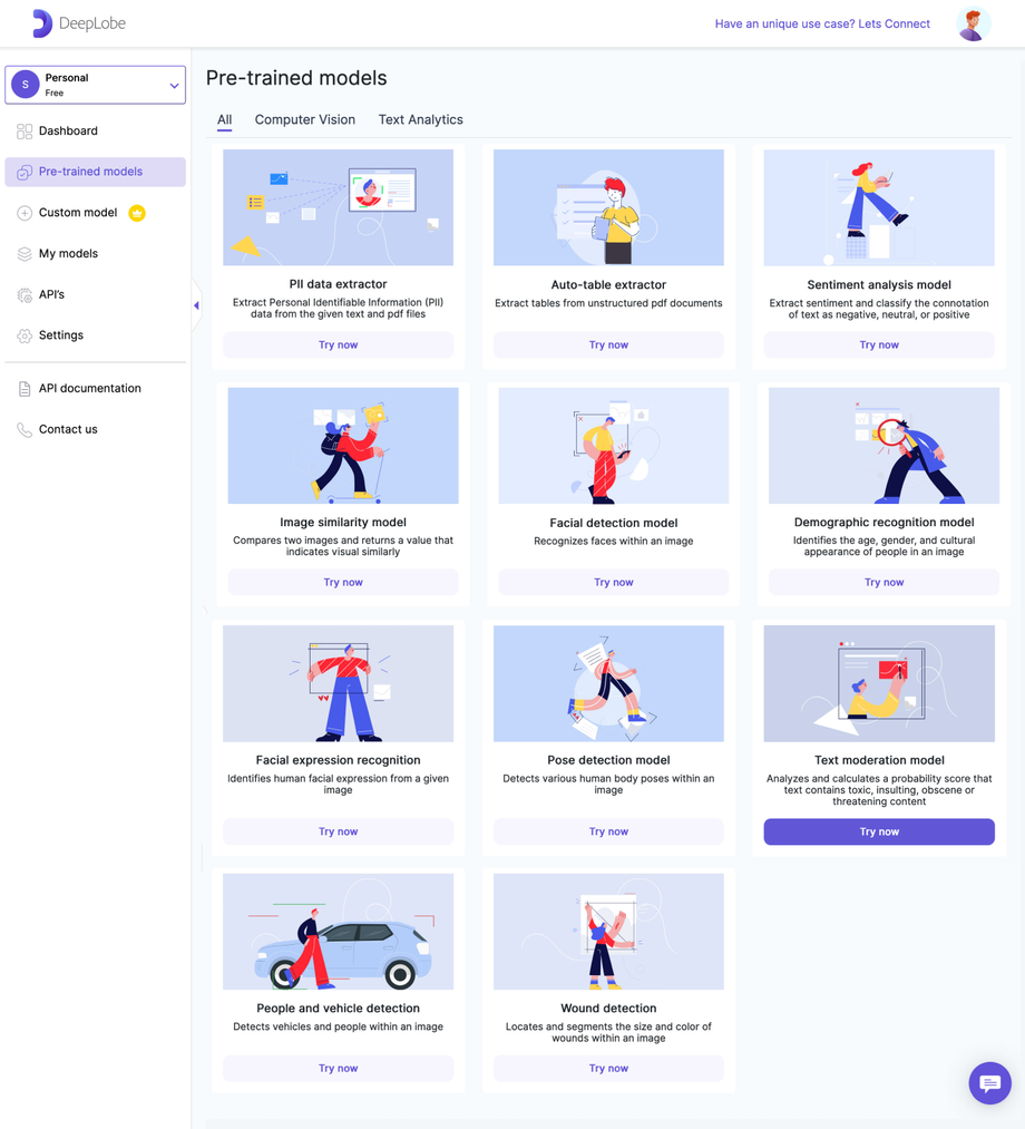 Deeplobe - Click on Text moderation model