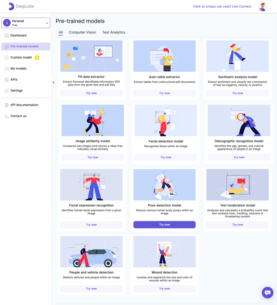 Deeplobe - Click on Pose detection model