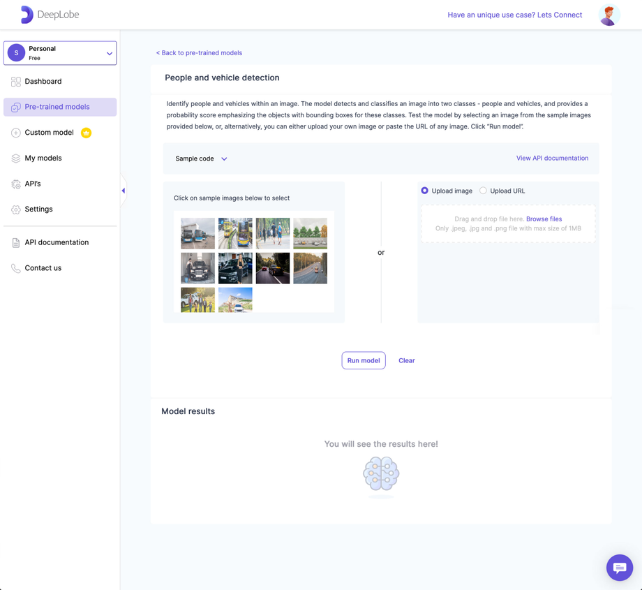 Deeplobe - People and vehicle detection functionality