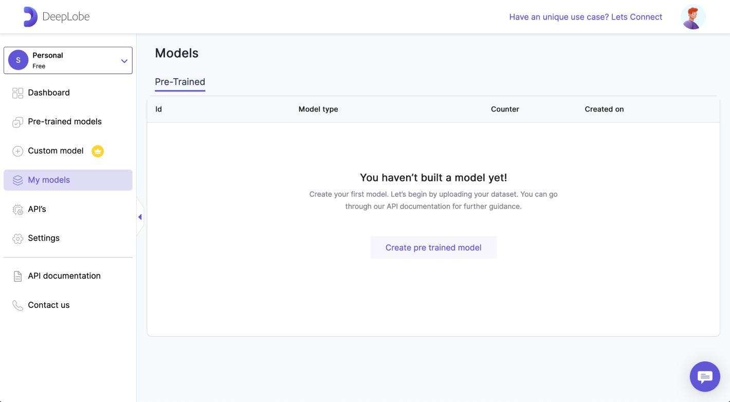 My Modls My Models | DeepLobe Help Documentation