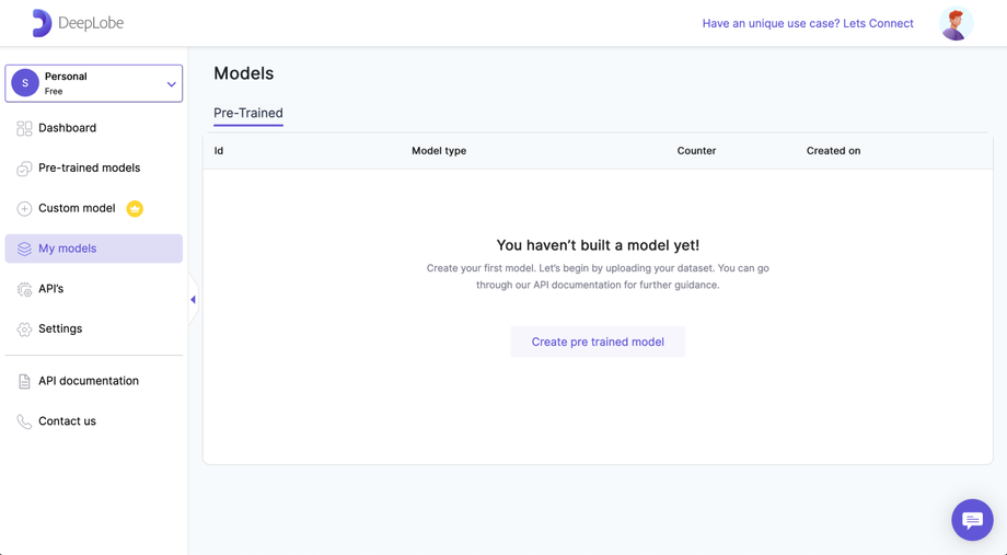 My Models | DeepLobe Help Documentation