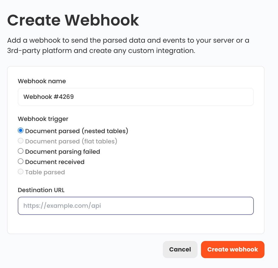 Create webhook