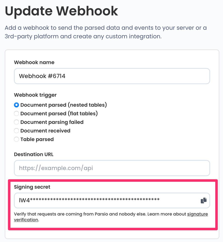 Parsio Webhooks
