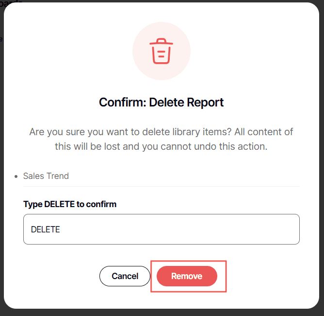 A screenshot of a delete reportAI-generated content may be incorrect.