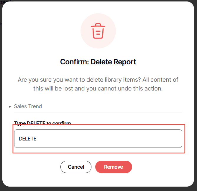 A screenshot of a delete reportAI-generated content may be incorrect.