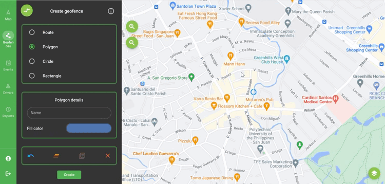 Create a Polygon geofence