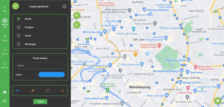 Create a Route geofence