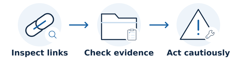 Inspect suspicious links and the evidence for a real link-scheme problem before considering removal or disavowal. Most sites do not need the disavow tool.