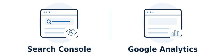 Search Console reports how the site performs in Google Search; Google Analytics reports measured activity on the site. They describe connected but different parts of the customer journey.